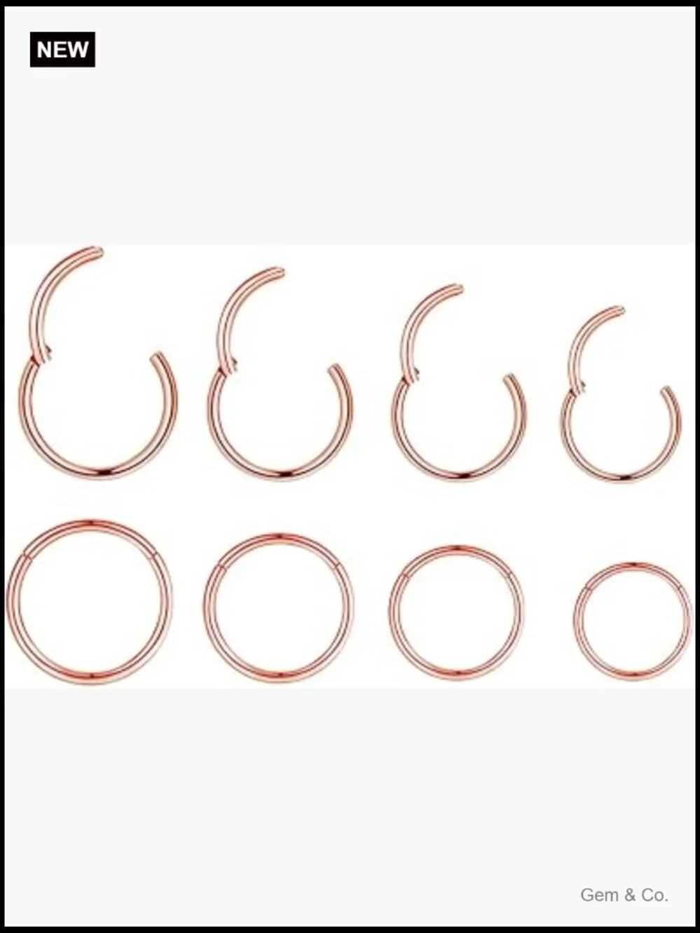 18G Surgical Steel Hinged Clicker Segment Nose Rings - 4 Pairs